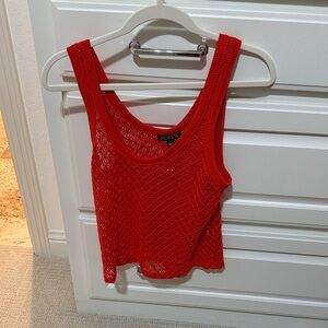 J. Crew Bright Red Crochet Tank Top